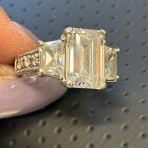 Stunning 925 CZ Silver Large Ring